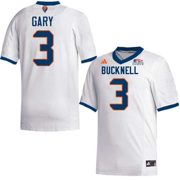 Bucknell Bison #3 Josh Gary College Football Jerseys,Uniforms-White